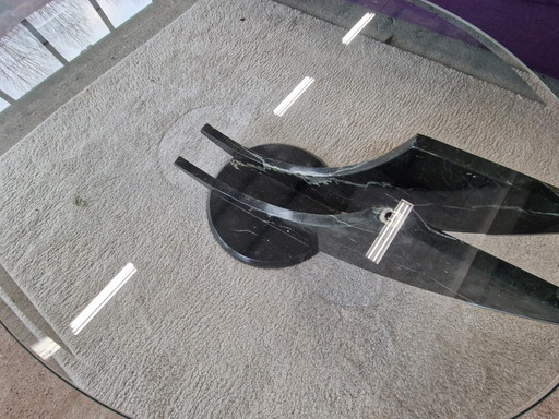 Giorgio Maurizio design glass coffee table marble base