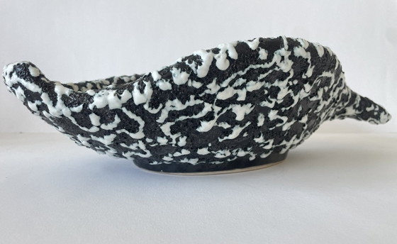 Image 1 of Vintage Vallauris foam ceramic bowl black-white-red