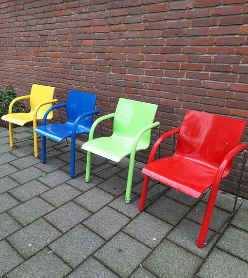 4x Thonet S320 design stoelen – eetkamerstoelen, Chrome, Iron