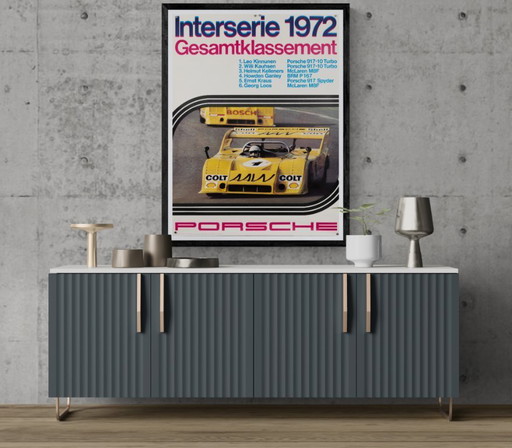Porsche Interserie 1972 Gesamtklassement – Original Vintage Porsche Poster by Edgar Dambacher – Mid-Century Modern – 102x76 cm