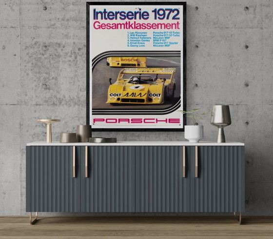 Image 1 of Porsche Interserie 1972 Gesamtklassement – Original Vintage Porsche Poster by Edgar Dambacher – Mid-Century Modern – 102x76 cm