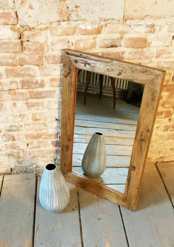 Specchio da parete Biedermeier restaurato, legno di pino, lucidatura ravvivata, ceco, anni '70 dell'Ottocento (photo 5 of 9)
