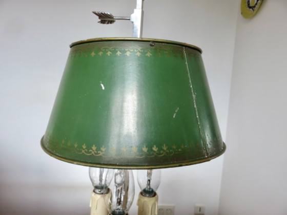 Image 1 of Antique French bouillotte lamp in chromed bronze and lacquered sheet metal, 1930