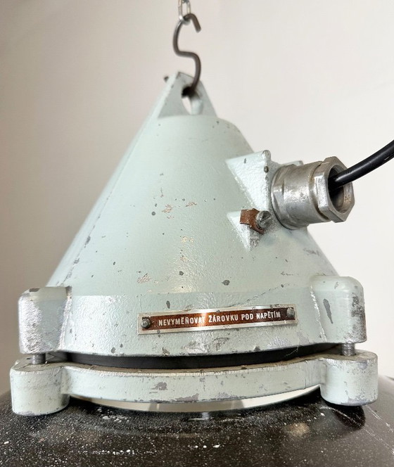 Image 1 of Grey Cast Aluminium Explosion Proof Lamp with Enameled Shade, 1970s