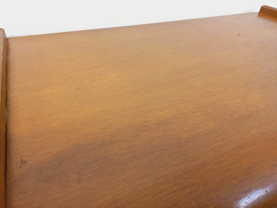 Image 1 of Meuble bibliothèque de rangement vintage René Gabriel style scandinave en bois de chêne des années 50