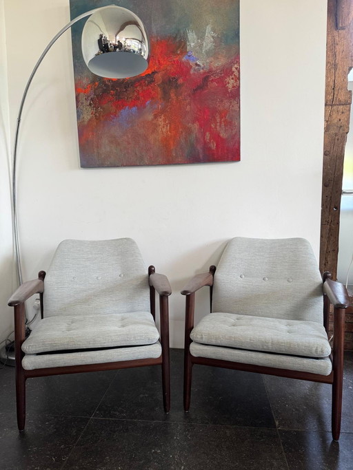 Set di 2 poltrone vintage di design Hulmefa – teak – anni '60 – metà secolo