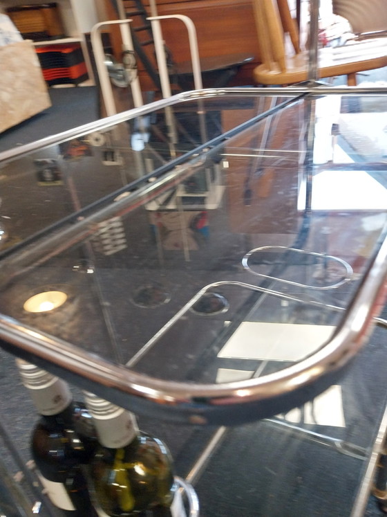 Image 1 of 1 carrello bar Art Deco, cromato e a gas. Pieghevole.