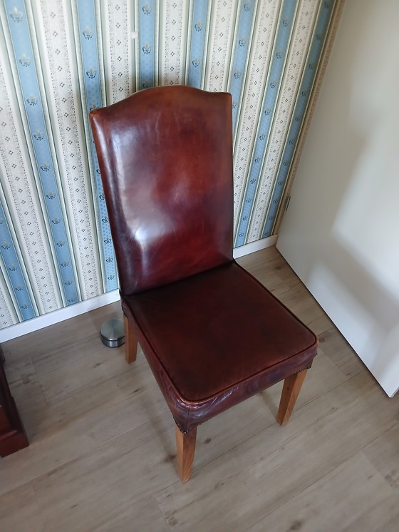 Image 1 of Fraaie leren eetkamerstoelen3