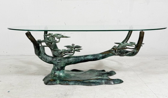 Image 1 of Tavolino da caffè in stile Hollywood Regency con bonsai, di Willy Daro, Belgio, anni '70.