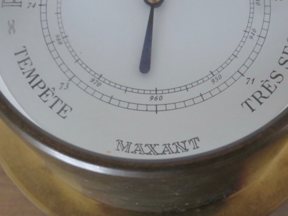 Image 1 of Maxant Precision Wall Barometer in Solid Brass, France, 1970