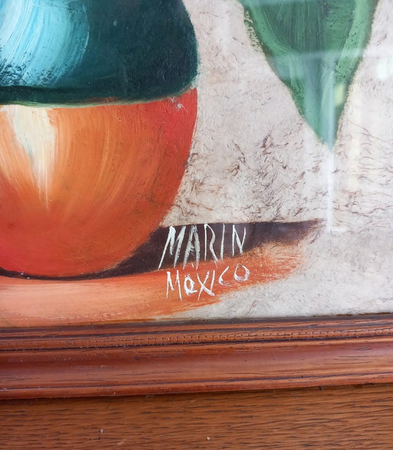 Image 1 of Rare Triptyque d'art AMATEdu Mexique signé MARIN México 