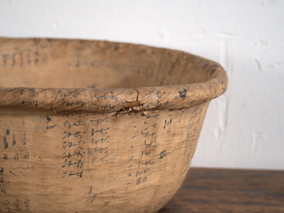 Antique Japanese tally bowl in washi paper – Japan, circa 1920 – Wood (photo 12 of 29)