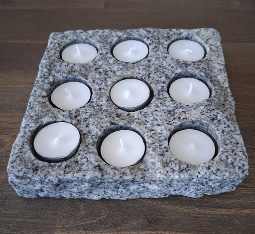Tealight holder made of rough cut granite