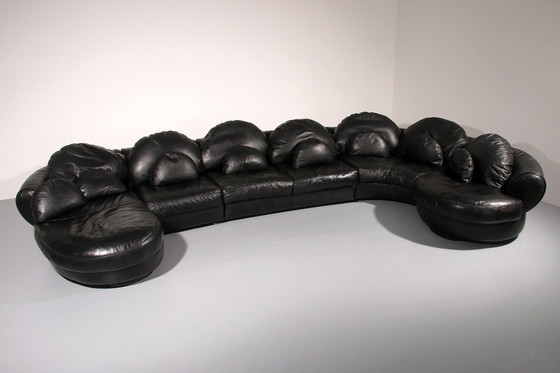 Image 1 of Divano componibile postmoderno dalla forma organica in pelle nera