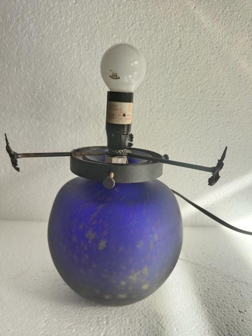 Ambachtelijke mushroom glaspasta lamp blauw volglas