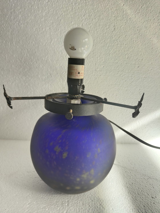 Image 1 of Ambachtelijke mushroom glaspasta lamp blauw volglas