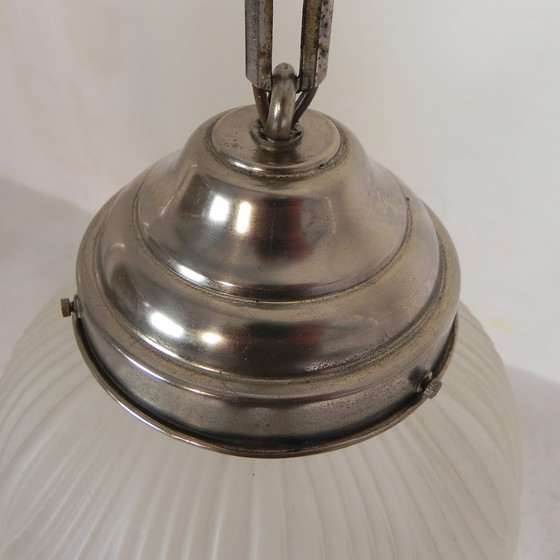Image 1 of Art Deco pendant lamp with round sphere with geometric patterns, 1930s