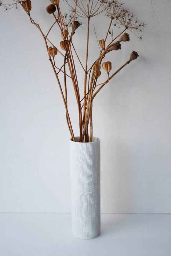 Image 1 of Mid-century modern Op-Art Studio Line bisque porcelain vase by Werner Schreib for Rosenthal, 1960s