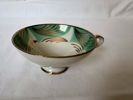 Image 1 of Vintage Bavaria Elfenbein porseleinen trio nr. 118 – pistachegroen en goud