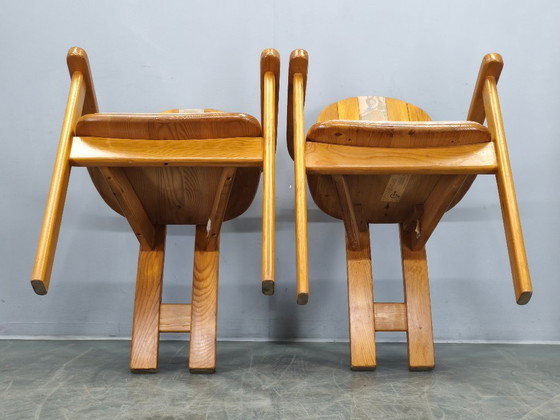 Image 1 of Ensemble de 8 fauteuils de salle à manger en pin de style postmoderne tchèque, années 1970