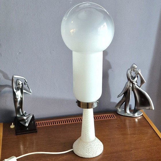 Image 1 of Exclusive Large Murano Glass Alabaster Table Lamp Vintage Art Mid Century 60s 70s