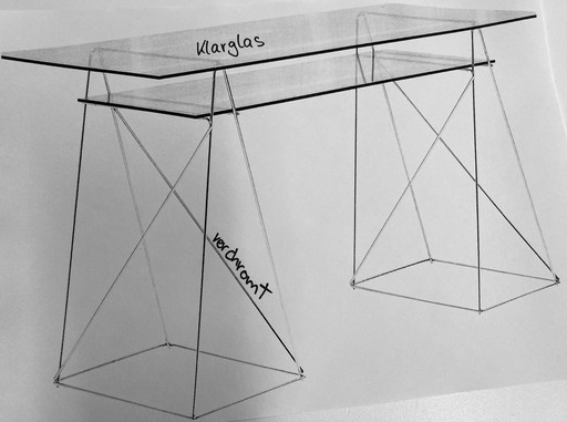 Ikea Schreibtisch con dos platos de cristal