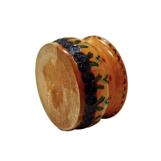 Image 1 of Kleine vintage pyrografie en beschilderde houten doos