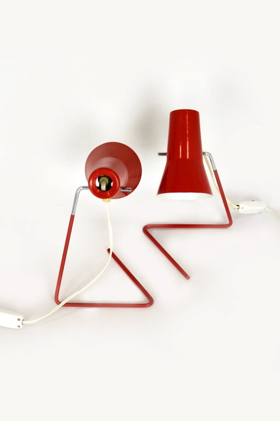 Image 1 of Red Table Lamps by Josef Hurka for Drupol, 1960s, Set of 2
