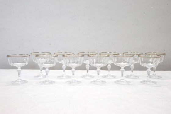 Image 1 of Verres à champagne en verre soufflé de Murano, signés Nason & Moretti, avec étiquette d'origine, lot de 12