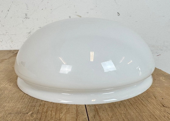 Image 1 of Industrial Bakelite Wall or Ceiling Light with Milk Glass, 1950s