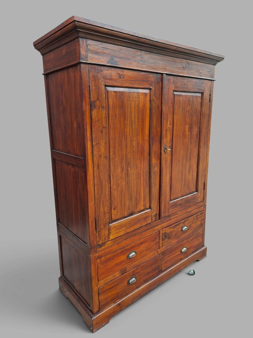 Klassieke Teakhouten Servieskast, Kabinet, Linnenkast, Met Lades Afm: 152x61cm En 203cm Hoog. – kasten, Wood (photo 2 of 5)