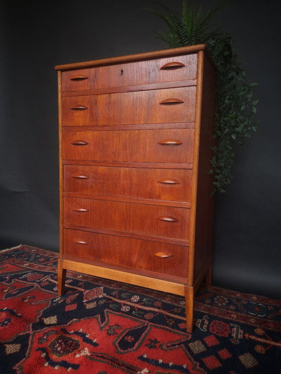 Vintage Midcentury Teak Chest of Drawers – Wood (photo 5 of 9)