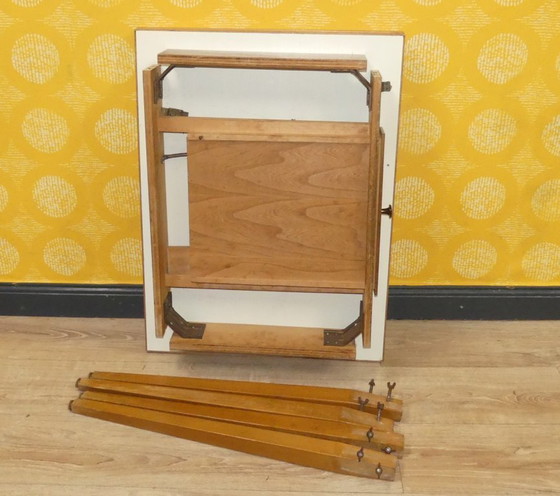 Image 1 of Table de cuisine pratique des années 50 79x59/118 mécanisme pliant-rotatif avec tiroir rétro vintage