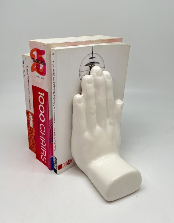Image 1 of Vintage Ceramic Hand Bookends – Sculptural 1970s European Design (Set of 2)