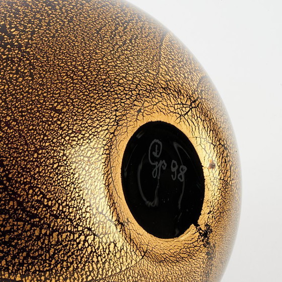 Image 1 of Raro vaso in vetro vintage, nero/oro