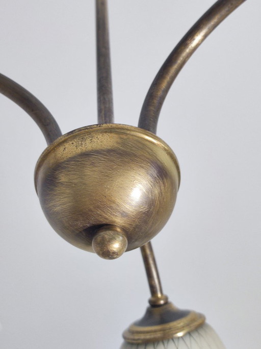 Vintage 3-armige Messing-Deckenleuchte – komplett neu verkabelt und sofort einsatzbereit