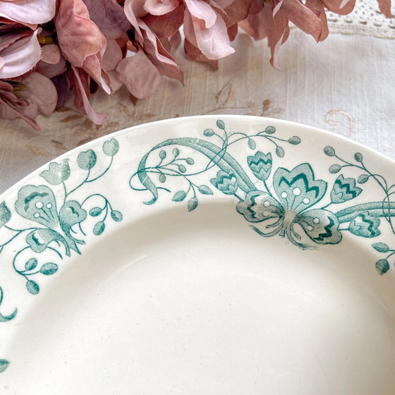 Set di 6 Piatti Fondi Antichi Ironstone "Figuig" – Longchamp XIX Secolo – Stoviglie, Vintage (photo 6 of 9)