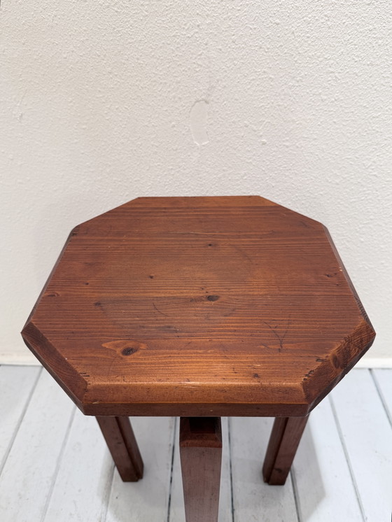 Vintage Brutalist Solid Wood Stool / Side Table (photo 6 of 12)