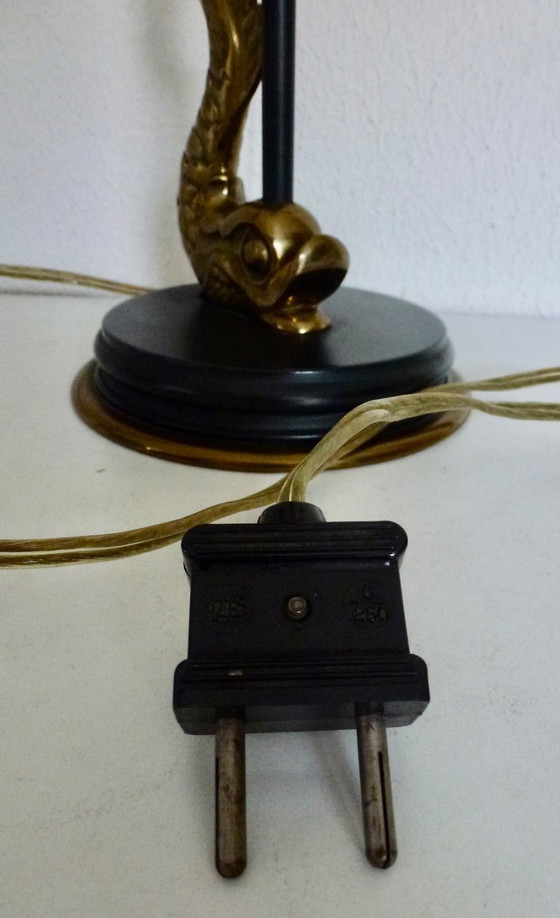 Image 1 of Table lamp with Koi Carp in brass