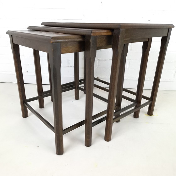 Image 1 of Vintage mimiset Deens design hout met sunburst tegel