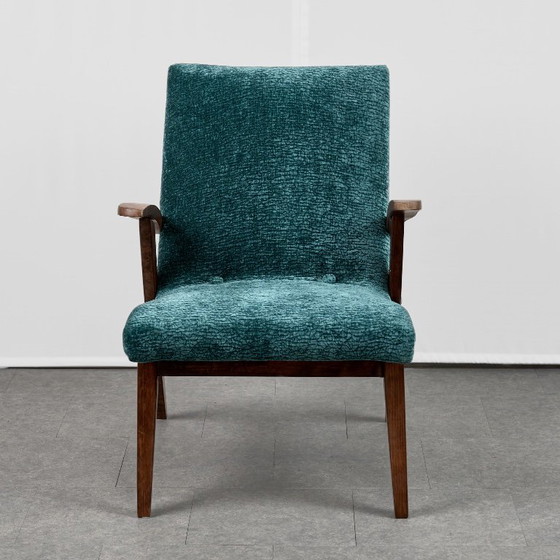 Poltrona iconica di Mieczysław Puchała, anni '60, Polonia, Poltrone, Legno, Tessile, Verde, Scandinavian (foto 2 di 13)