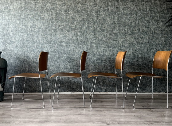 Image 1 of Set aus 4 HOWE 40/4 Stühlen – David Rowland – Bugholz und Stahl