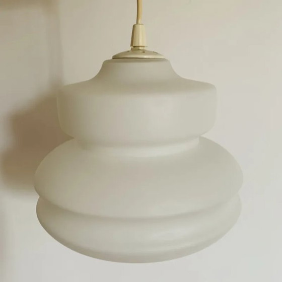 Vintage white opaline Pendant lamp, Scandinavian Design, Glass (photo 5 of 11)