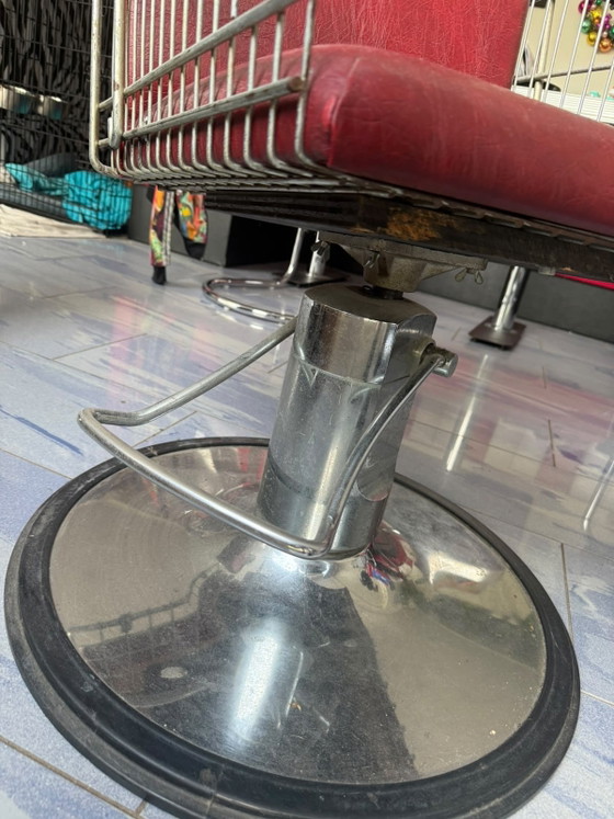 Poltrona da barbiere fatta a mano - Realizzata da carrello spesa – Sedie girevoli, polished steel (photo 3 of 6)