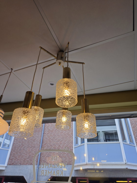 Image 1 of Lampada a sospensione a cascata vintage, lampada da soffitto in ottone