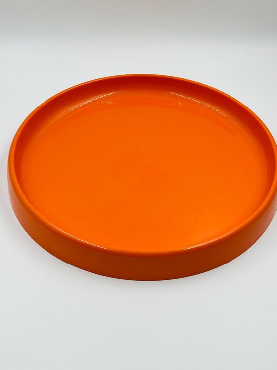 Large Orange Space Age Round Tray, Bowls, Plastic, Modern (photo 2 of 9)