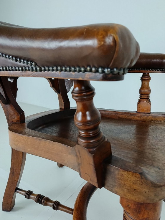 Chaise de bureau victorienne en acajou et cuir – Fauteuils, Wood, Leather (photo 6 of 10)