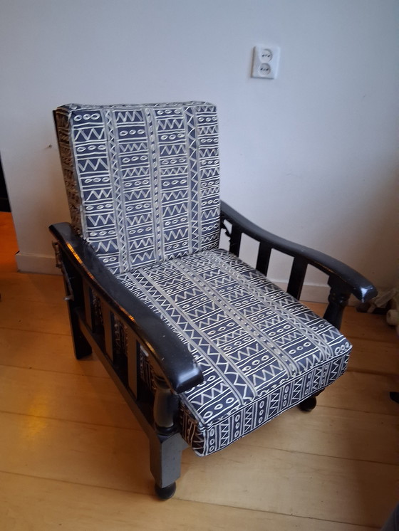 Image 1 of Zwart eiken rookstoel of morris recliner verstelbare rugleuning 