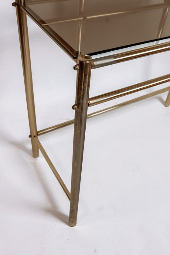 Image 1 of Vintage brass vanity table with stool