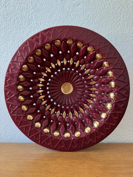 Large openwork ceramic dish Vallauris 60s